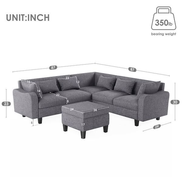 87" Modern Various Combinations Sofa Couch Set With Storage Ottoman And